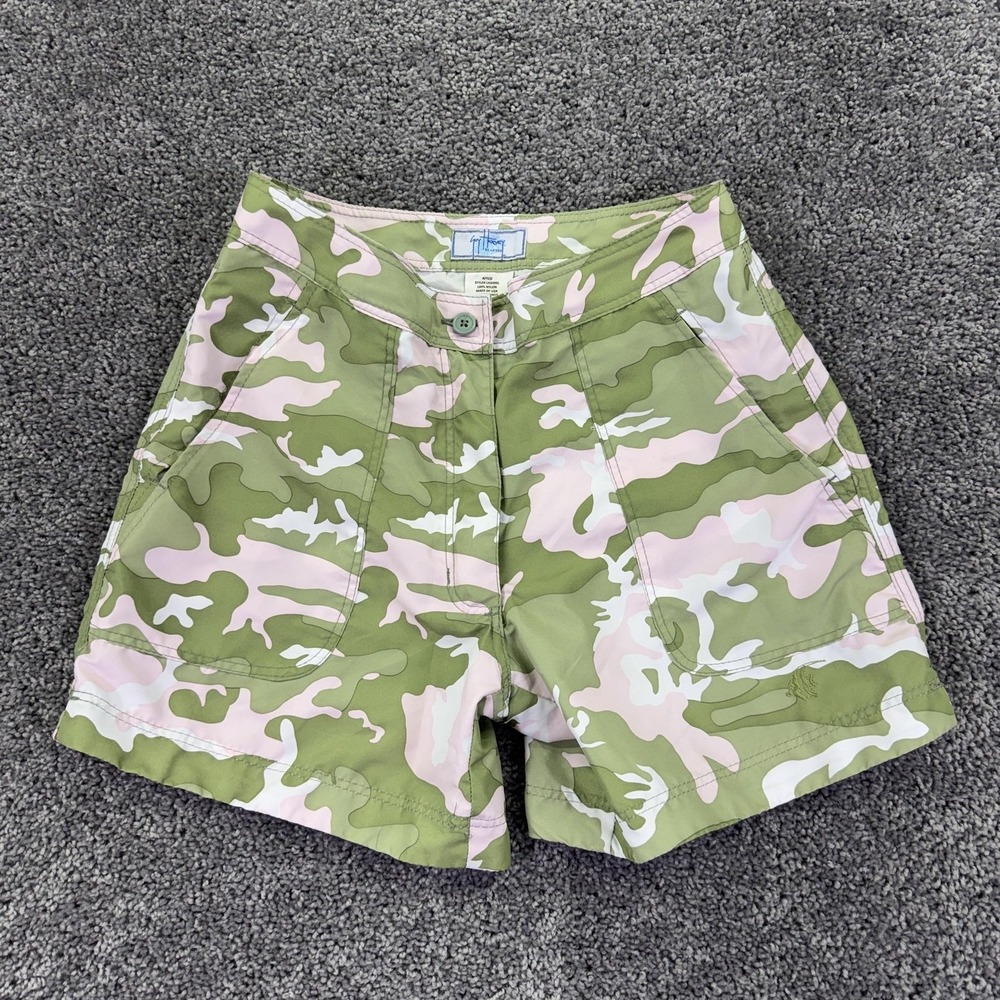 Guy Harvey Shorts Womens 4 Multicolor Camo Nylon Cargo Flag Fishing Outdoor
